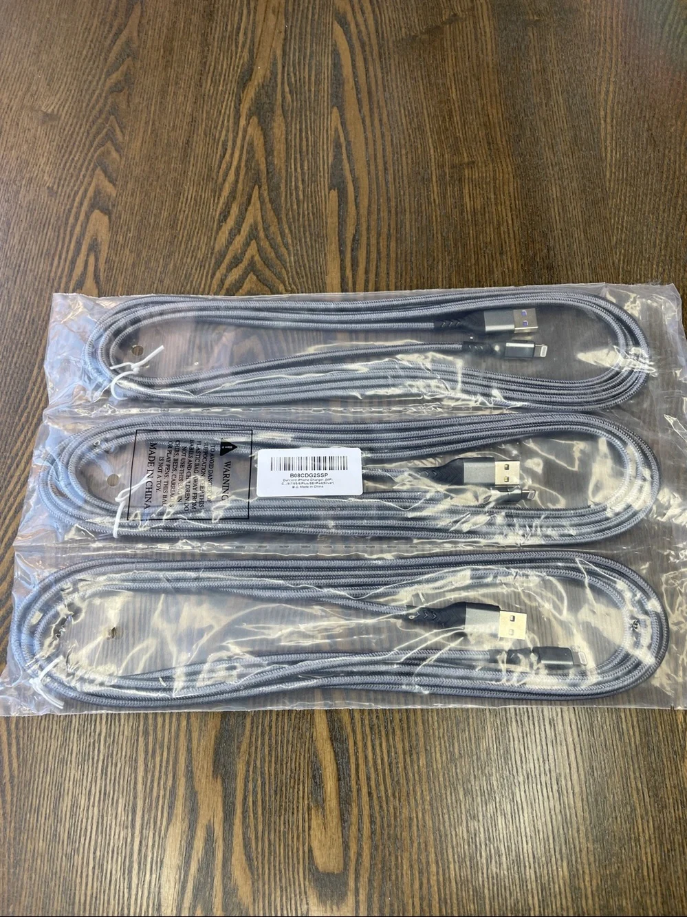Lightning to USB Charging Cable 3-pack. Universal Braided – Gray
